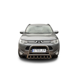 EC Homologated Bullbar, Steeler 4x4 "A" Bar with Spikes, Color Silver, Mitsubishi Outlander 2012 - 2015 - EDK.ro