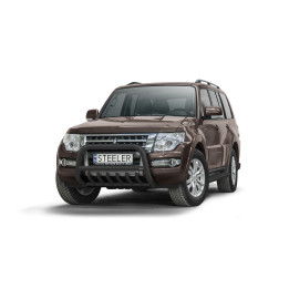 Bullbar Omologat RAR, Steeler 4x4 "A" Bar cu Țăruși, Culoare Negru, Mitsubishi Pajero 2007 - 2015 - EDK.ro