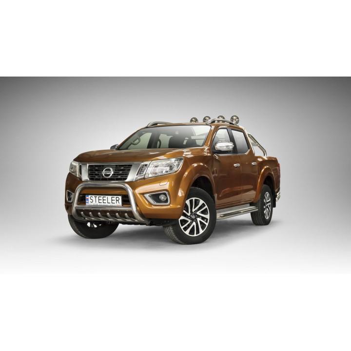 Bullbar Omologat RAR, Steeler 4x4 "A" Bar cu Țăruși, Culoare Argintiu, Nissan Navara 2015 - Prezent - EDK.ro