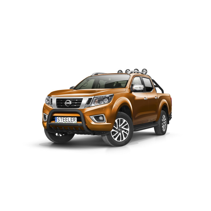 EC Homologated Bullbar, Steeler 4x4 "A" Bar with Spikes, Color Black, Nissan Navara 2015 - Present - EDK.ro
