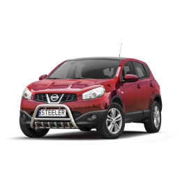 EC Homologated Bullbar, Steeler 4x4 "A" Bar with Spikes, Color Silver, Nissan Qashqai 2010 - 2013 - EDK.ro