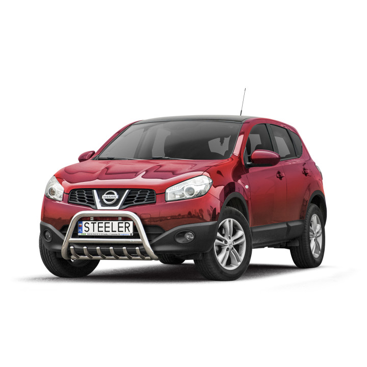 Bullbar Omologat RAR, Steeler 4x4 "A" Bar cu Țăruși, Culoare Argintiu, Nissan Qashqai 2010 - 2013 - EDK.ro