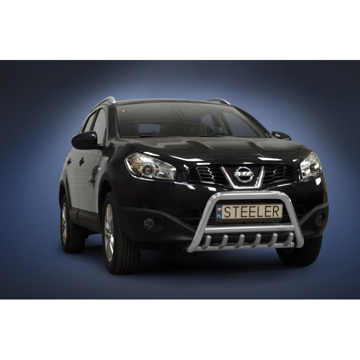 Bullbar Omologat RAR, Steeler 4x4 "A" Bar cu Țăruși, Culoare Argintiu, Nissan Qashqai 2010 - 2013 - EDK.ro