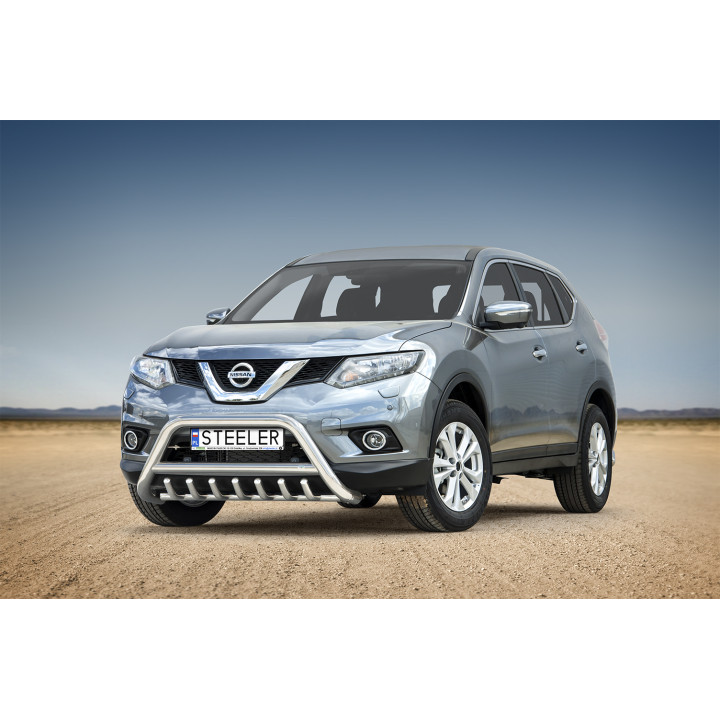 EC Homologated Bullbar, Steeler 4x4 "A" Bar with Spikes, Color Silver, Nissan X-Trail 2014 - 2017 - EDK.ro