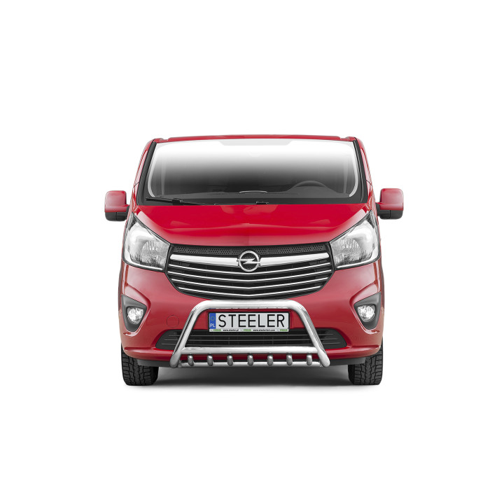 EC Homologated Bullbar, Steeler 4x4 "A" Bar with Spikes, Color Silver, Opel Vivaro 2014 - 2019 - EDK.ro
