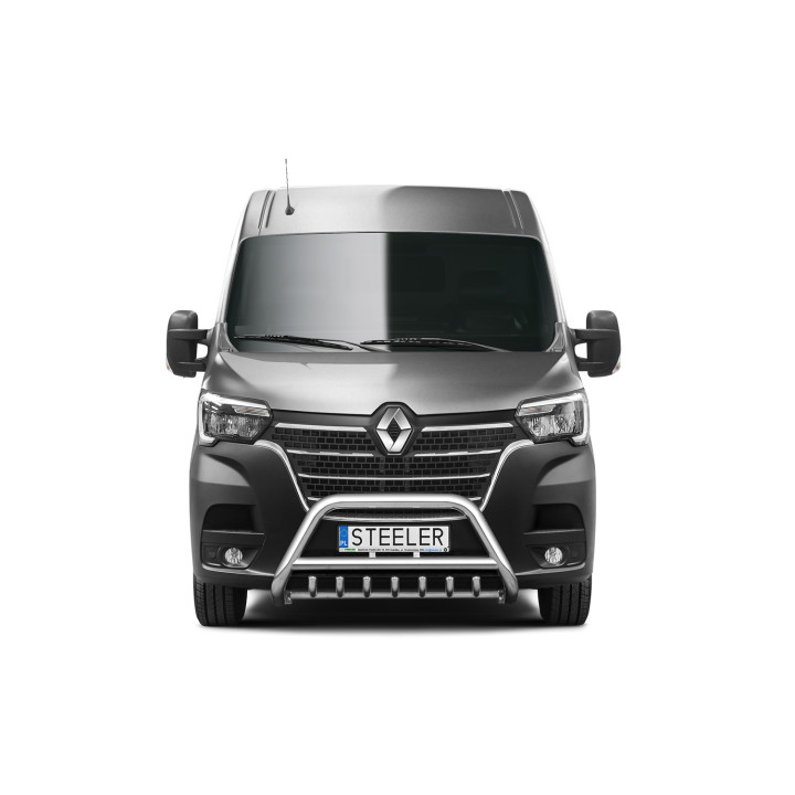 Bullbar Omologat RAR, Steeler 4x4 "A" Bar cu Țăruși, Culoare Argintiu, Renault Master 2019 - Prezent - EDK.ro