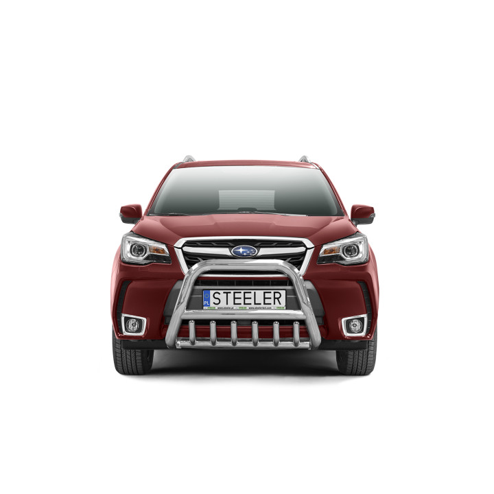 Bullbar Omologat RAR, Steeler 4x4 "A" Bar cu Țăruși, Culoare Argintiu, Subaru Forester 2013 - 2019 - EDK.ro