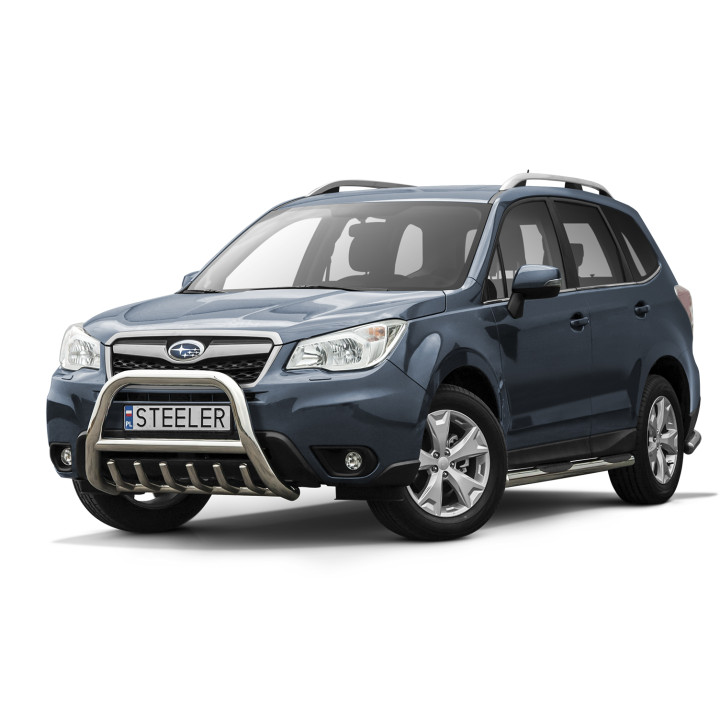 EC Homologated Bullbar, Steeler 4x4 "A" Bar with Spikes, Color Silver, Subaru Forester 2013 - 2019 - EDK.ro