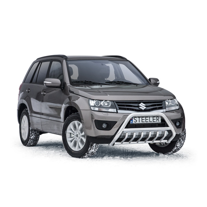 EC Homologated Bullbar, Steeler 4x4 "A" Bar with Spikes, Color Silver, Suzuki Grand Vitara 2012 - 2014 - EDK.ro