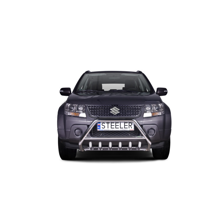 EC Homologated Bullbar, Steeler 4x4 "A" Bar with Spikes, Color Silver, Suzuki Grand Vitara 2012 - 2014 - EDK.ro