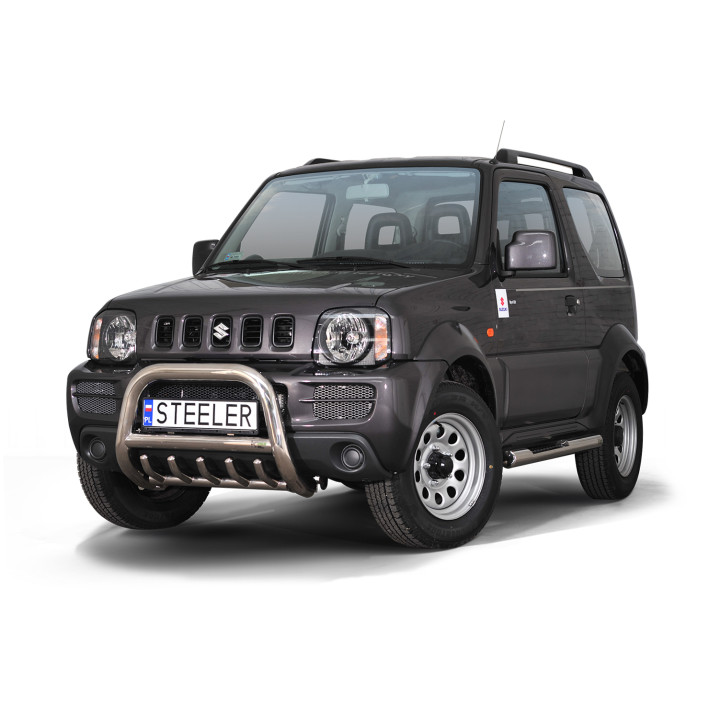 EC Homologated Bullbar, Steeler 4x4 "A" Bar with Spikes, Color Silver, Suzuki Jimny 2005 - 2012 - EDK.ro