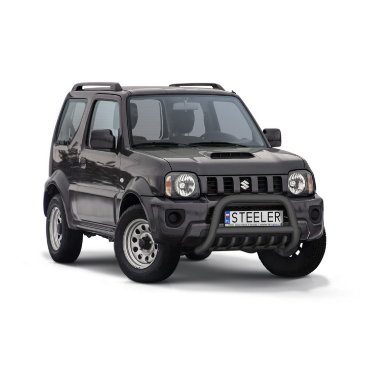 Bullbar Omologat RAR, Steeler 4x4 "A" Bar cu Țăruși, Culoare Negru, Suzuki Jimny 2012 - 2018 - EDK.ro