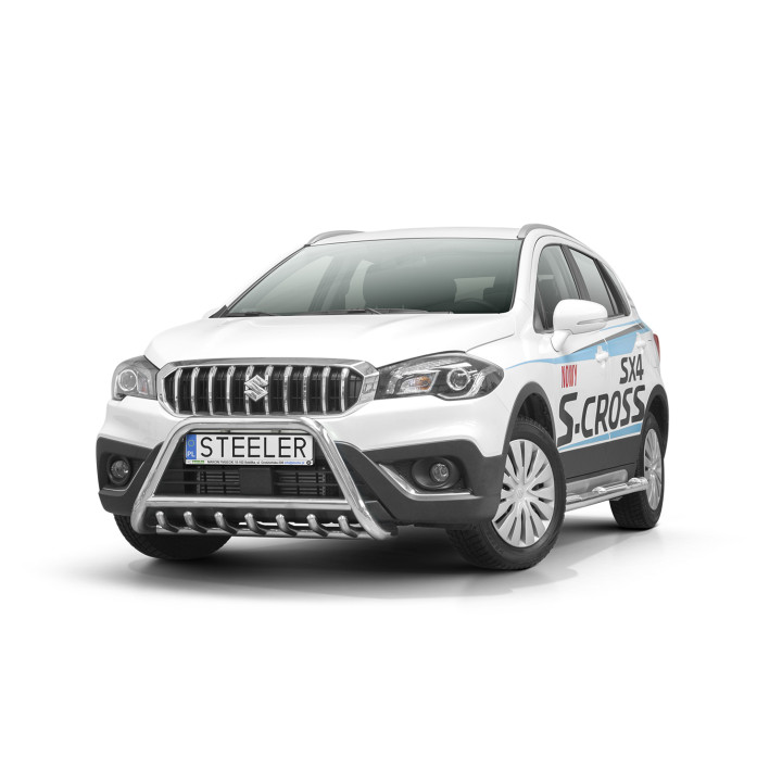 EC Homologated Bullbar, Steeler 4x4 "A" Bar with Spikes, Color Silver, Suzuki SX4 S-Cross 2016 - 2021 - EDK.ro