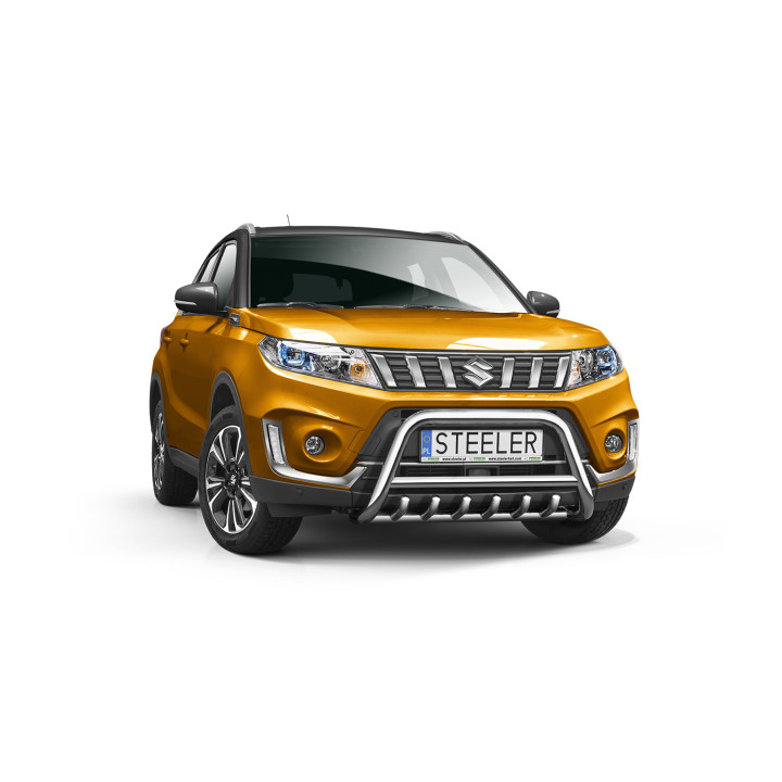 Bullbar Omologat RAR, Steeler 4x4 "A" Bar cu Țăruși, Culoare Argintiu, Suzuki Vitara 2018 - Prezent - EDK.ro