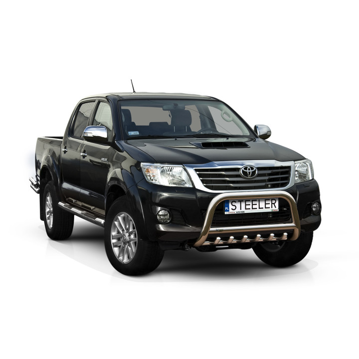 Bullbar Omologat RAR, Steeler 4x4 "A" Bar cu Țăruși, Culoare Argintiu, Toyota Hilux 2005 - 2015 - EDK.ro
