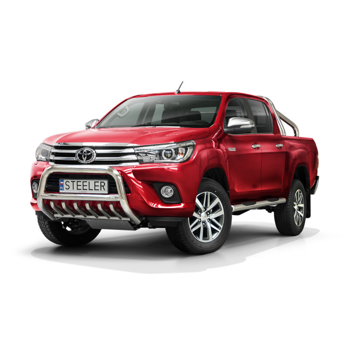 Bullbar Omologat RAR, Steeler 4x4 "A" Bar cu Țăruși, Culoare Argintiu, Toyota Hilux 2015 - 2018 - EDK.ro