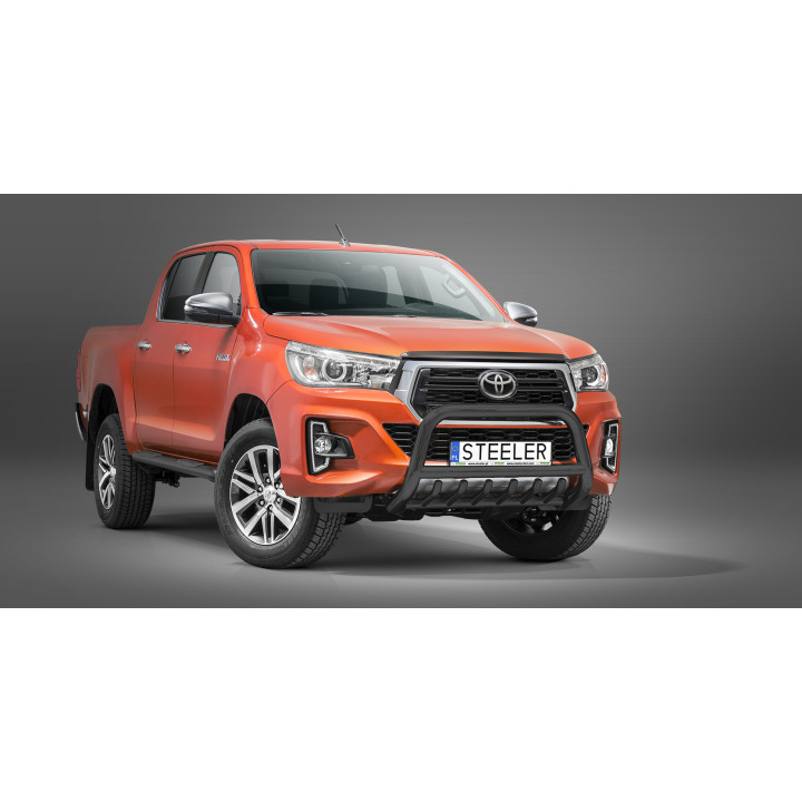 EC Homologated Bullbar, Steeler 4x4 "A" Bar with Spikes, Color Silver, Toyota Hilux 2018 - 2021 - EDK.ro