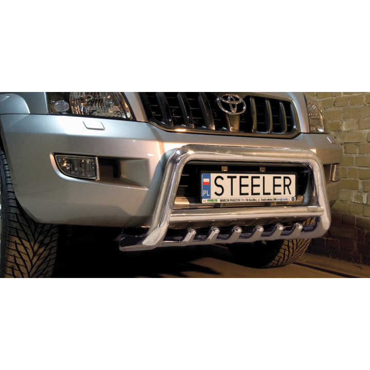 EC Homologated Bullbar, Steeler 4x4 "A" Bar with Spikes, Color Silver, Toyota Land Cruiser 120 2002 - 2009 - EDK.ro
