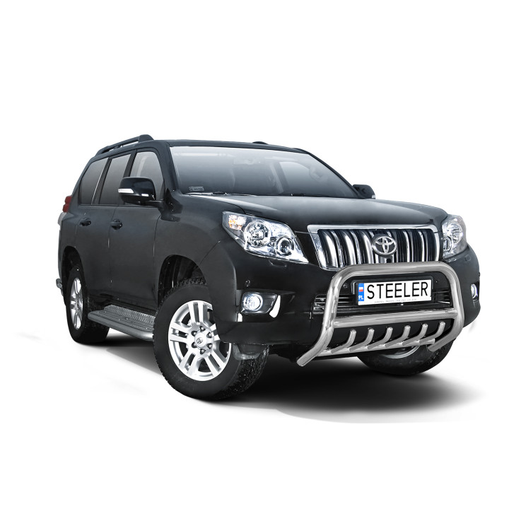 Bullbar Omologat RAR, Steeler 4x4 "A" Bar cu Țăruși, Culoare Argintiu, Toyota Land Cruiser 150 2010 - 2013 - EDK.ro