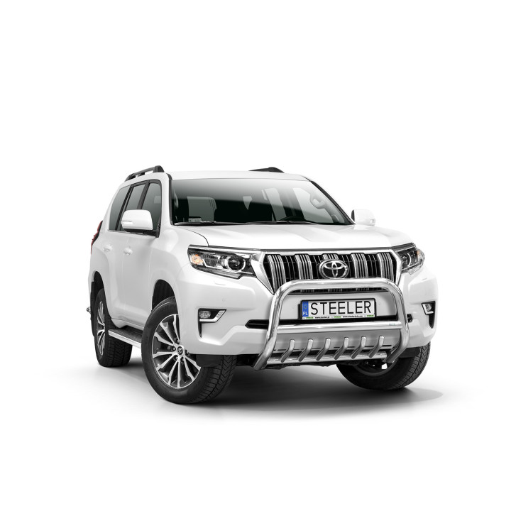 Bullbar Omologat RAR, Steeler 4x4 "A" Bar cu Țăruși, Culoare Argintiu, Toyota Land Cruiser 150 2017 - Prezent - EDK.ro