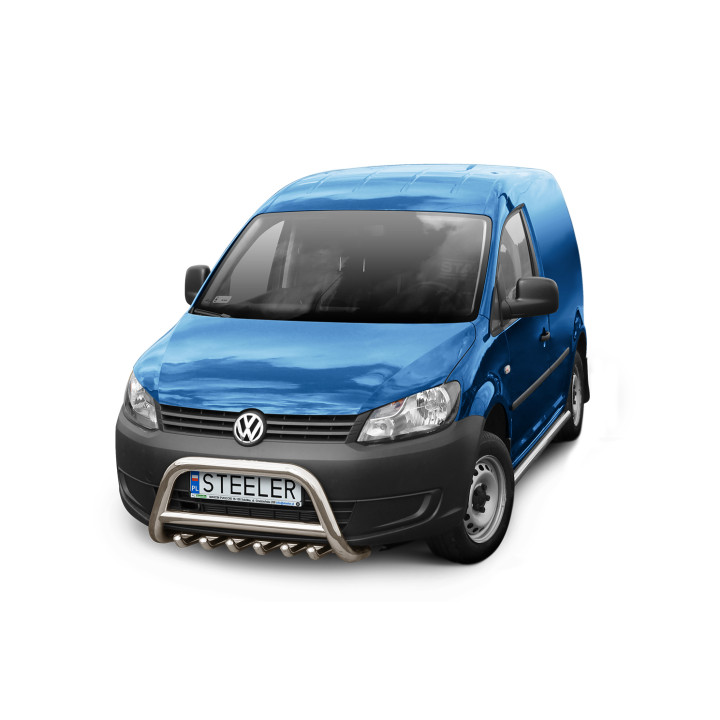 EC Homologated Bullbar, Steeler 4x4 "A" Bar with Spikes, Color Silver, Volkswagen Caddy 2010 - 2020 - EDK.ro