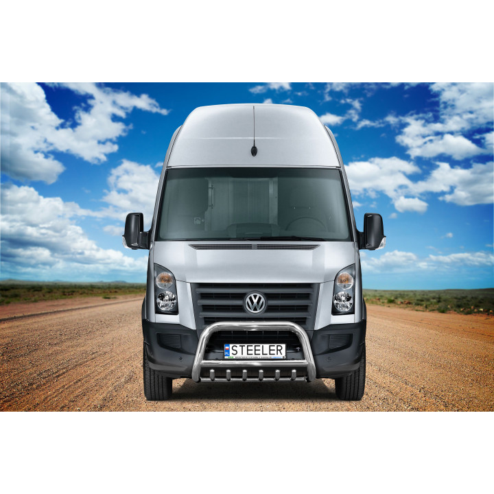 EC Homologated Bullbar, Steeler 4x4 "A" Bar with Spikes, Color Silver, Volkswagen Crafter 2006 - 2017 - EDK.ro