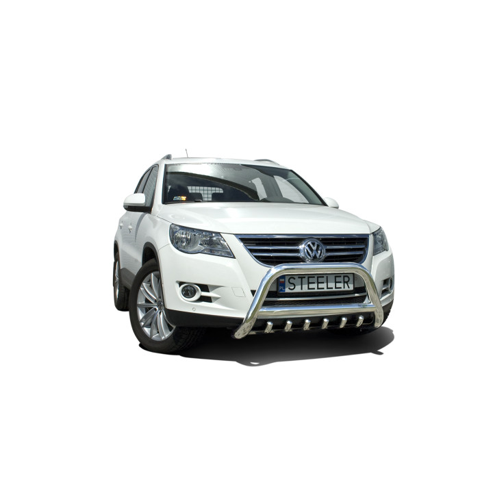 Bullbar Omologat RAR, Steeler 4x4 "A" Bar cu Țăruși, Culoare Argintiu, Volkswagen Tiguan 2007 - 2016 - EDK.ro