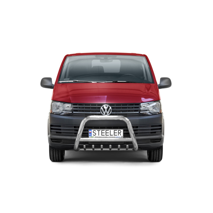 EC Homologated Bullbar, Steeler 4x4 "A" Bar with Spikes, Color Silver, Volkswagen Transporter T6 2015 - 2019 - EDK.ro