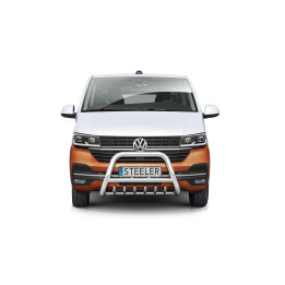 Bullbar Omologat RAR, Steeler 4x4 "A" Bar cu Țăruși, Culoare Argintiu, Volkswagen Transporter T6.1 2019 - Prezent - EDK.ro