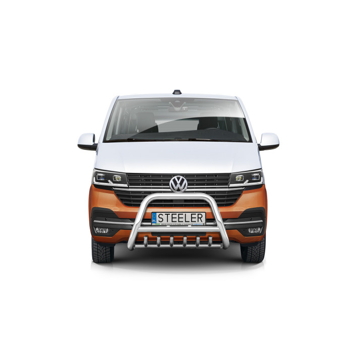 Bullbar Omologat RAR, Steeler 4x4 "A" Bar cu Țăruși, Culoare Argintiu, Volkswagen Transporter T6.1 2019 - Prezent - EDK.ro