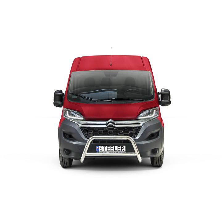 EC Homologated Bullbar, Steeler 4x4 "A" Bar with Crossbar, Color Silver, Fiat Ducato / Citroën Jumper / Peugeot Boxer 2006 - 202