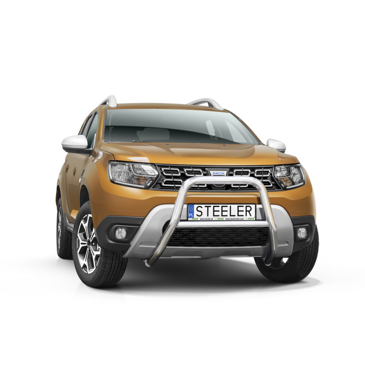 EC Homologated Bullbar, Steeler 4x4 "A" Bar with Crossbar, Color Silver, Dacia Duster 2018 - 2023 - EDK.ro