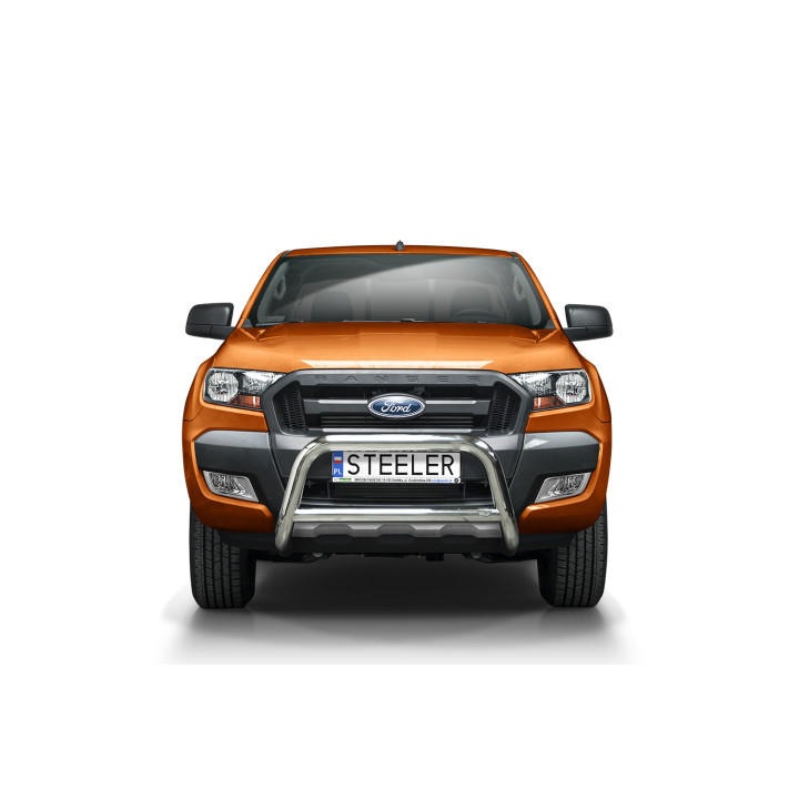EC Homologated Bullbar, Steeler 4x4 "A" Bar with Crossbar, Color Silver, Ford Ranger 2012 - 2019 - EDK.ro