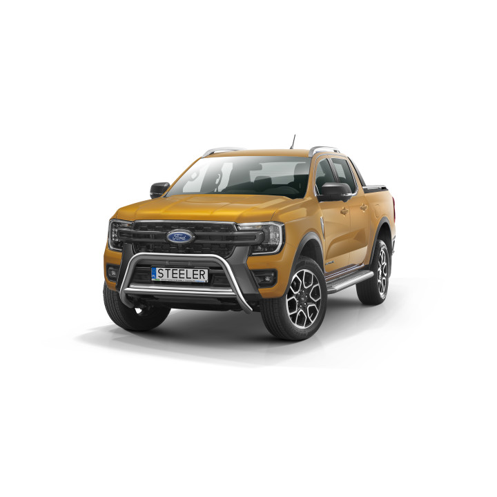 Bullbar Omologat RAR, Steeler 4x4 "A" Bar cu Traversă, Culoare Argintiu, Ford Ranger 2023 - Prezent - EDK.ro