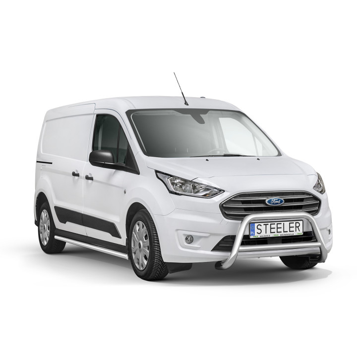 EC Homologated Bullbar, Steeler 4x4 "A" Bar with Crossbar, Color Silver, Ford Transit Connect 2013 - 2021 - EDK.ro