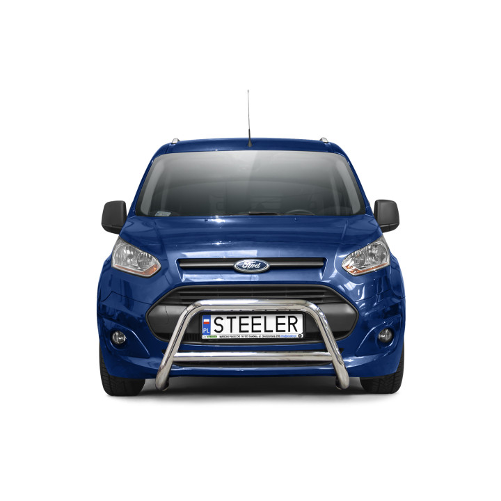 EC Homologated Bullbar, Steeler 4x4 "A" Bar with Crossbar, Color Silver, Ford Transit Connect 2013 - 2021 - EDK.ro