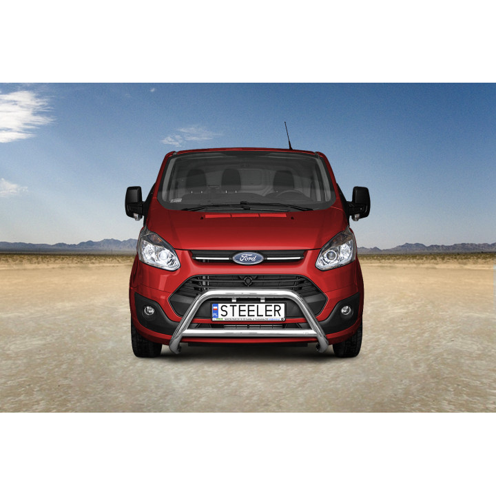 EC Homologated Bullbar, Steeler 4x4 "A" Bar with Crossbar, Color Silver, Ford Transit Custom 2012 - 2018 - EDK.ro