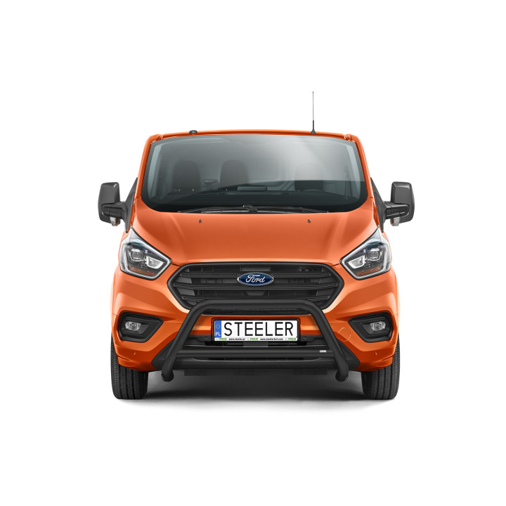 EC Homologated Bullbar, Steeler 4x4 "A" Bar with Crossbar, Color Silver, Ford Transit Custom 2018 - 2023 - EDK.ro