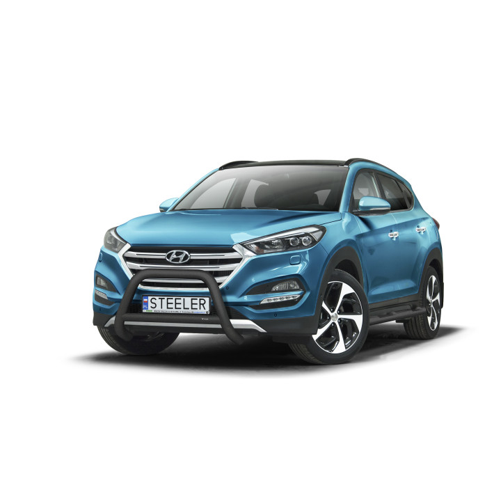 EC Homologated Bullbar, Steeler 4x4 "A" Bar with Crossbar, Color Black, Hyundai Tucson 2015 - 2018 - EDK.ro