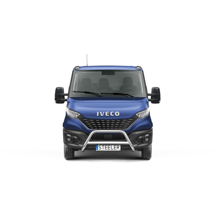 EC Homologated Bullbar, Steeler 4x4 "A" Bar with Crossbar, Color Silver, Iveco Daily 2019 - 2024 - EDK.ro