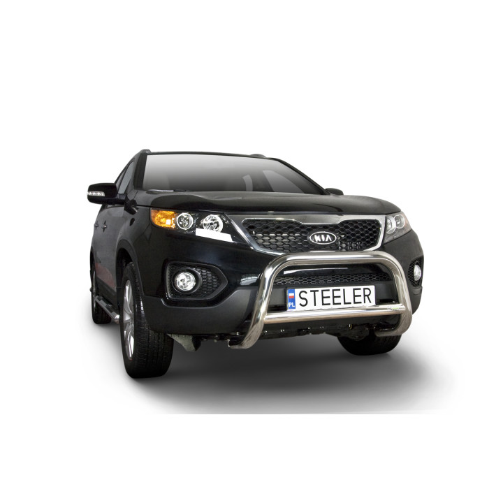 EC Homologated Bullbar, Steeler 4x4 "A" Bar with Crossbar, Color Silver, Kia Sorento 2009 - 2012 - EDK.ro
