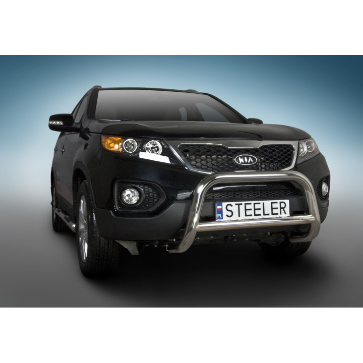 EC Homologated Bullbar, Steeler 4x4 "A" Bar with Crossbar, Color Silver, Kia Sorento 2009 - 2012 - EDK.ro