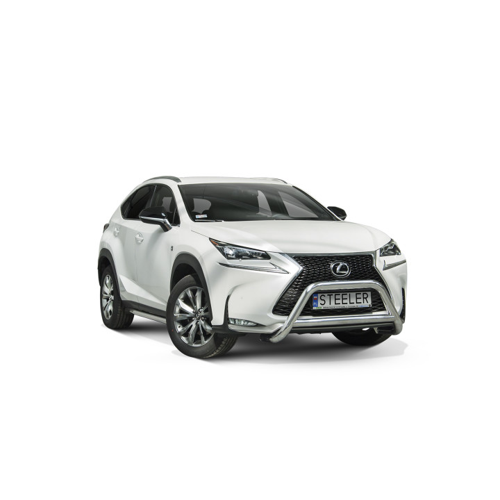 EC Homologated Bullbar, Steeler 4x4 "A" Bar with Crossbar, Color Silver, Lexus NX F-Sport 2014 - 2020 - EDK.ro