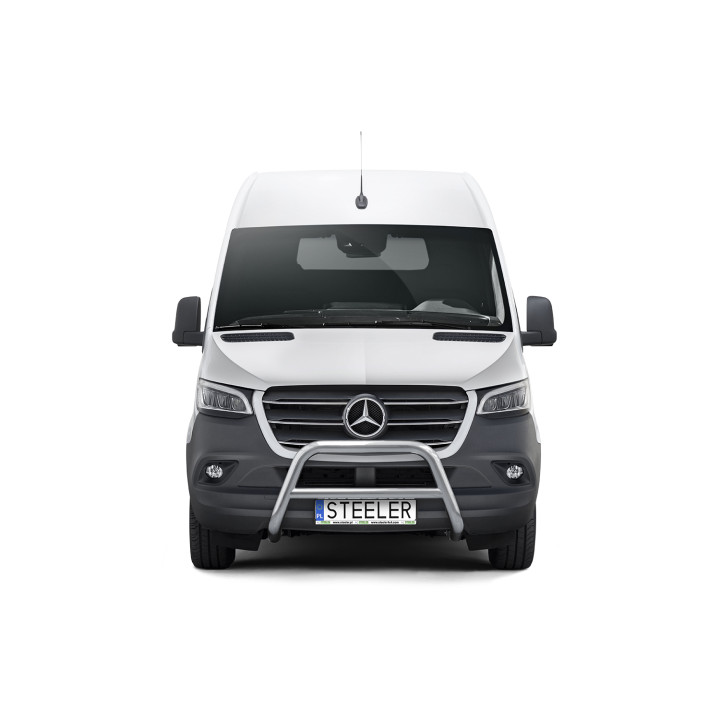 EC Homologated Bullbar, Steeler 4x4 "A" Bar with Crossbar, Color Silver, Mercedes-Benz Sprinter 2018 - Present - EDK.ro