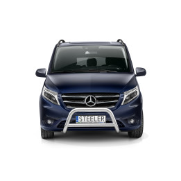 EC Homologated Bullbar, Steeler 4x4 "A" Bar with Crossbar, Color Silver, Mercedes-Benz Vito 2020 - 2024 - EDK.ro