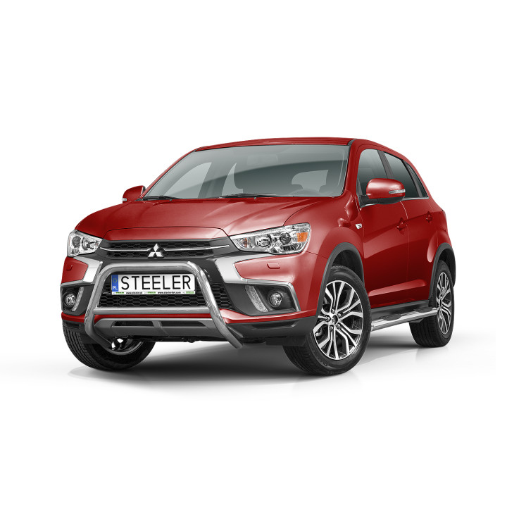 EC Homologated Bullbar, Steeler 4x4 "A" Bar with Crossbar, Color Silver, Mitsubishi ASX 2017 - 2019 - EDK.ro