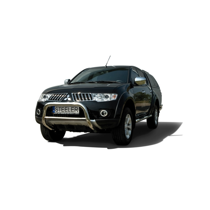 EC Homologated Bullbar, Steeler 4x4 "A" Bar with Crossbar, Color Silver, Mitsubishi L200 2006 - 2009 - EDK.ro