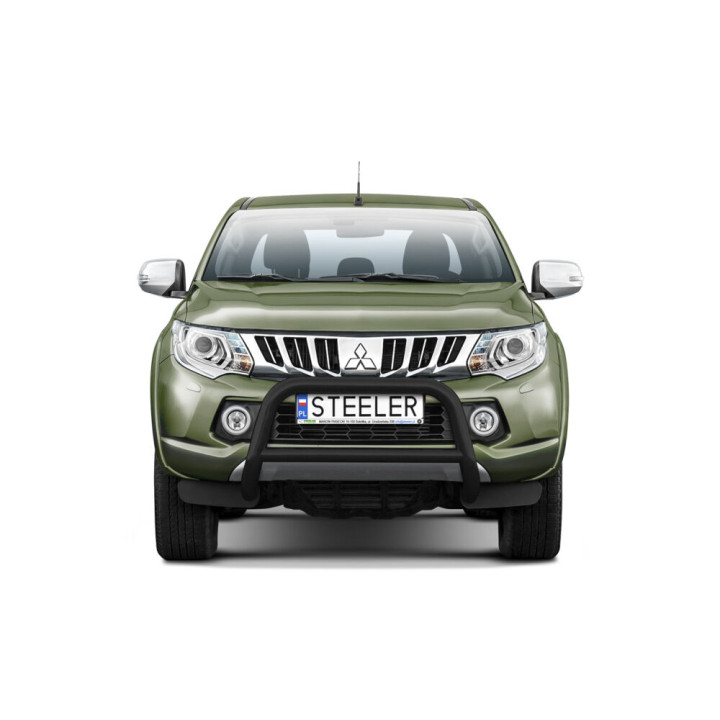 EC Homologated Bullbar, Steeler 4x4 "A" Bar with Crossbar, Color Black, Mitsubishi L200 2015 - 2019 - EDK.ro