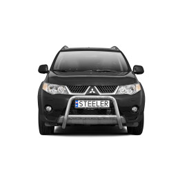 EC Homologated Bullbar, Steeler 4x4 "A" Bar with Crossbar, Color Silver, Mitsubishi Outlander 2007 - 2009 - EDK.ro