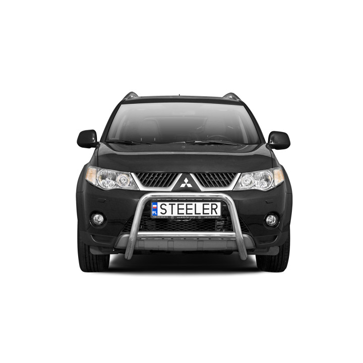 Bullbar Omologat RAR, Steeler 4x4 "A" Bar cu Traversă, Culoare Argintiu, Mitsubishi Outlander 2007 - 2009 - EDK.ro
